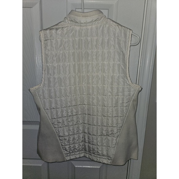 Chico's Collections Embellished Sequin Cream Quilted Vest Size 2 EXCELLENT - Picture 6 of 7